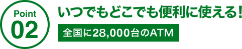 Point02 いつでもどこでも便利に使える! 全国に28,000台のATM