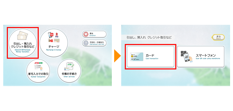 セブン銀行ATMにキャッシュカードを挿入(利用イメージ)