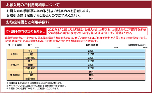 武蔵野銀行(お預入れ)